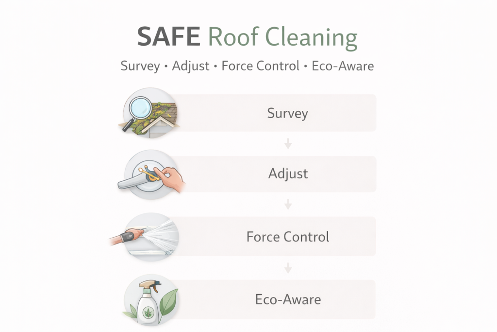 does cleaning roof damage shingles or tiles​