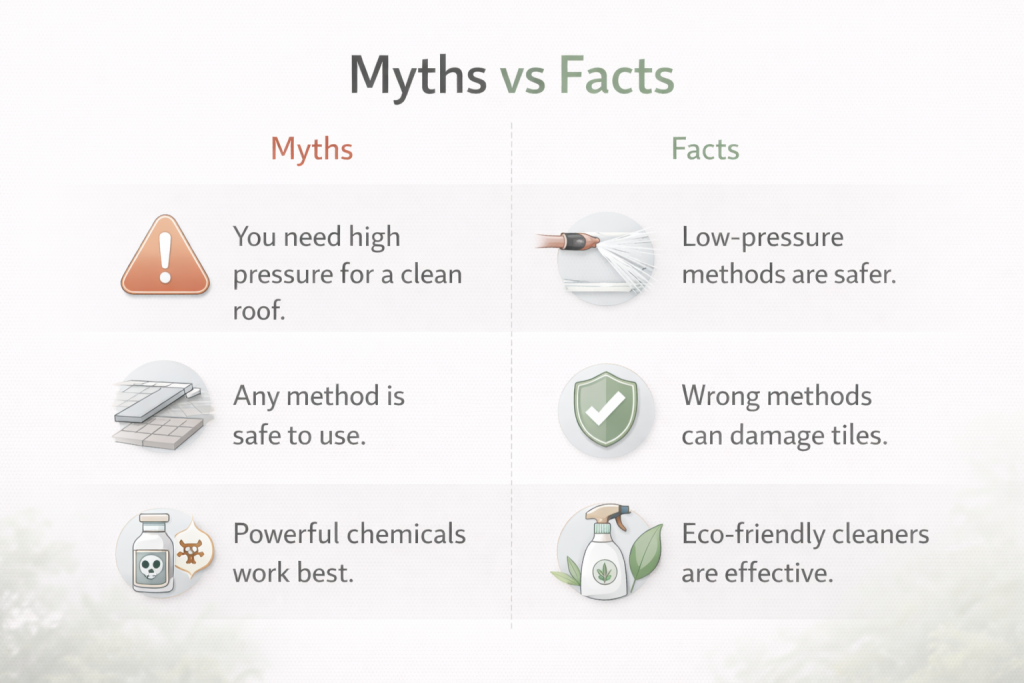 does cleaning roof damage shingles or tiles​